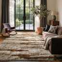 Area Rugs for Living Room, 5x7 Feet Soft Fluffy Shagg Plush Rug High Pile Large Indoor Modern Non-Slip Floor Carpet for Bedroom Nursery Kids Home Room Dorm Decor Aesthetic Tie-Dyed Khaki