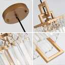 Modern Gold Pendant Light Fixtures for Kitchen Island and Dining Room, Industrial Small Hanging Crystal Chandelier Light Fixture for Bedroom Entryway Living Room Foyer Hallway 1-Pack