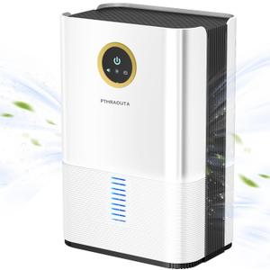 Dehumidifier for Room for Home, (850 sq.ft) Small Dehumidifiers with Drain Hose, Safe Drainage Auto-off Odor Removal 2 Duak-Core Portable Deshumificador Bathroom RV, 50 OZ Water Tank (White)
