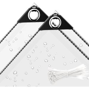3 x 6 ft Clear Waterproof Tarp, PVC 11.8 Mil Tarpaulin with Grommets and Cable Tie, Duty Heavy Tear Resistant Cover for Camping, Plants Greenhouse, Cars, Patio and Pavilion