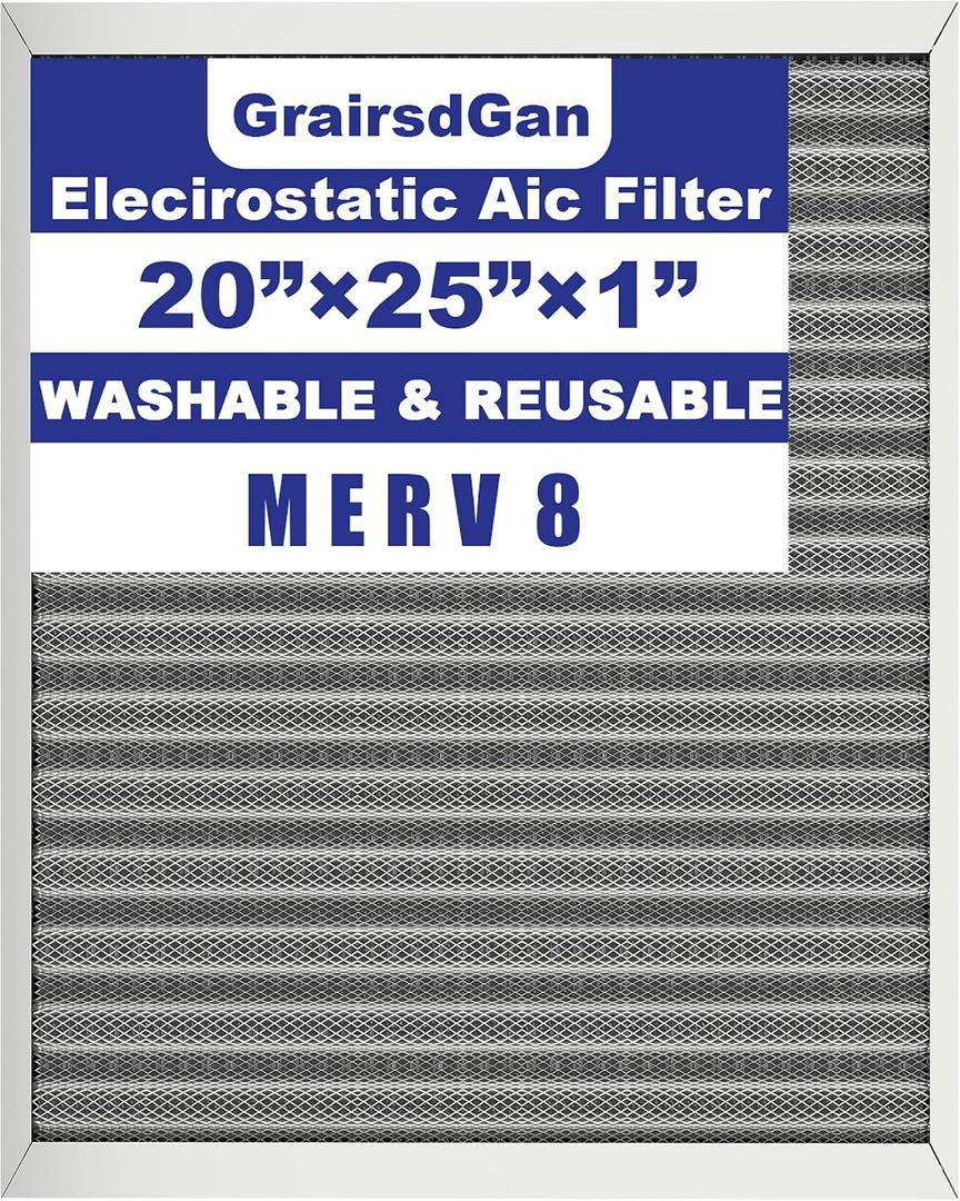 20x25x1 in. MERV 8 Reusable Washable HVAC Furnace Air Filter