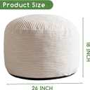 HIGOGOGO Round Stuffed Pouf Ottoman, Corduroy Poufs with Foam Chunk Filling, Corduroy Pouf Foot Stool Storage Ottoman, 26 X 18 Floor Poufs Foot Rest for Living Room, Beige