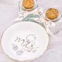 Mrs Jewelry Dish Ceramic Ring Trinket Tray Wedding & Engagement Gift for Mrs Storage