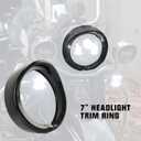 SUNPIE 7" Headlight Visor Trim Ring Motorcycle Headlamp Frenched Rings Decorate Accessories Compatible with Harley Trike Road King Touring Electra Glide Heritage(Gloss Black)