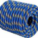 Double Braided Arborist Rigging Rope, 1/2" x 100 ft Strength Bull Rope, 48-Strand Polyester Static Rope for Tree Work, Pulling, Towing, Swing(Blue)