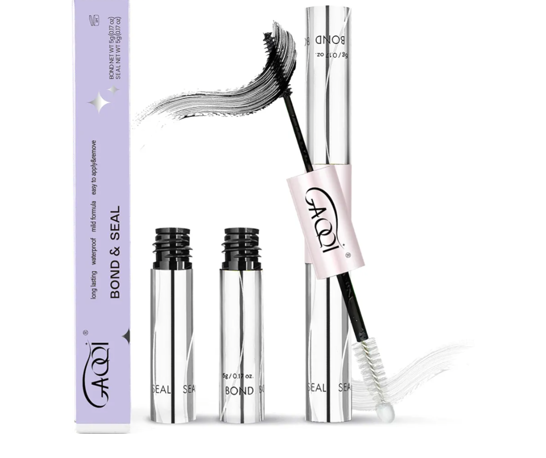 GAQQI Lash Cluster Glue, Lash Bond and Seal Waterproof, Bond & Seal Eyelash Glue for Clusters, Eyelash Adhesive Black Long-Lasting 72H, Latex-Free 5ml