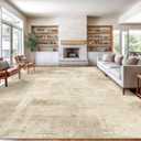 10x14 Washable Rug, Brown Area Rugs for Living Room Large Carpet | Stain Resistant , Non-Slip Backing,Low Pile Soft Large Carpet, 10'x 14' Rug For Kids Room Dining Room Nursery, Brown, 10' x 14' (Rectangular)