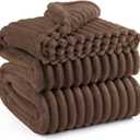 Bedsure GentleSoft Brown Fleece Blanket for Couch -Cozy Soft Blankets for Women, Cute Small Throws for Girls, 90x90 Inches