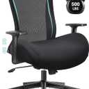 Big and Tall Home Office Desk Chair 500lb Capacity for Heavy People, Ergonomic Wide Mesh Desk Chair with Stepless Recline & Lock, 5.5" Thick Cushion, High Back, Adjustable Height & Armrests