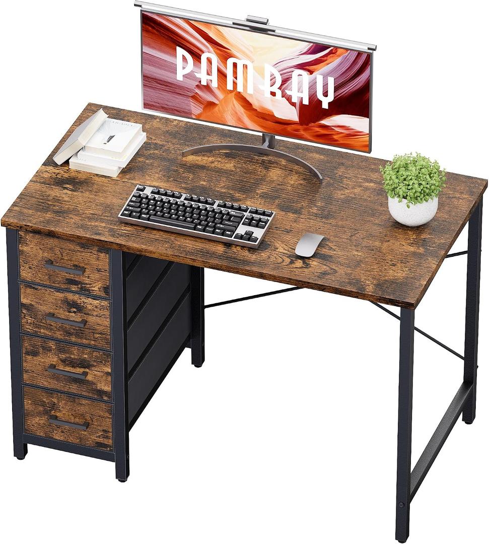 Pamray 32 Inch Computer Desk with 4 Drawers Small Office Desk for Home Bedroom Study Writing Simple Modern Computer Table Vintage