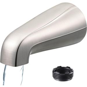 Dreyoo Universal Bath Tub Spout with Adapter, 5" Bathroom Bathtub Faucet Spout Without Diverter, Fits for 1/2'', 3/4'' IPS Inside Thread Connection and Tub/Shower Faucet Brands(Brushed Nickel)