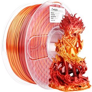 AMOLEN Silk PLA Gradient 3D Printing Filament, 1KG Spool 1.75mm Silk Shiny Red Gold Gradient Printer Filament 2.2lb Brighter New Version, Compatible with 3D Printer and 3D Pen