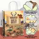 JOYGATHER 24 Pcs Cowboy Party Favors Bags with Handles, Western Wild West Goodie Gift Candy Kraft Paper Bags with 4 Different Types for Birthday Party Supplies Baby Shower Decorations