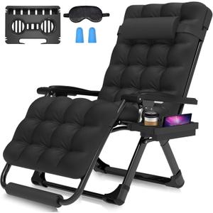Suteck Oversized Zero Gravity Chair,29In XL Lounge Chair w/Removable Cushion&Headrest, Reclining Camping Chair w/Upgraded Lock and Footrest, Reclining Patio Chairs Recliner for Indoor Outdoor