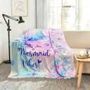 Mermaid Flannel Blanket 50x60 Inch - Soft Warm Cozy Throw for Sofa/Chair/Bed, Mermaid Home Decor, Gift for Girls Women Family