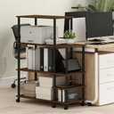 Furinno Turn-N-Tube 4-Tier Wide Toolless Multipurpose Printer Stand Display Storage Shelf with Wheels, Columbia Walnut/Black, Size: 3-Tiers Storage (Large)