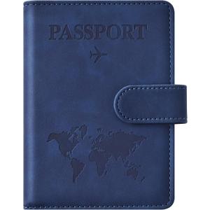 Eoehro Passport Holder for Travel Essentials, Passport Wallet Cover Case for Travel Must Haves Accessories,Passport Book Holders for Women and Men(dark blue)