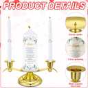 Landhoow 3 Unity Floral Candles for Wedding Ceremony Set with Golden Holder White Pillar and Taper Candles Religious Wedding Catholic Anniversary Big Events Gifts for Couple