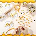 Highergo 50 Set Motivational Bee Themed Gifts Bee Bracelet Beads DIY Craft Kit with Inspirational Cards and Bags for Teacher Bee Party Favors