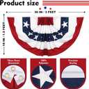 6 Pack USA Patriotic Pleated Fan Flag Set - 1.5x3 Ft American Bunting Flags with Sewn Stripes, Brass Grommets - Memorial Day Independence Day 4th of July Outdoor Decorations