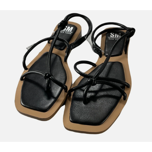 Steve Madden SM New York Strappy Thong Flat Molly Sandals Black 10