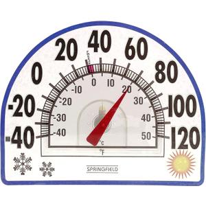 Springfield Static Cling Indoor Outdoor Thermometer, Temperature Gauge for Patio, Pool, and Sauna, 8-Inch, White/Blue