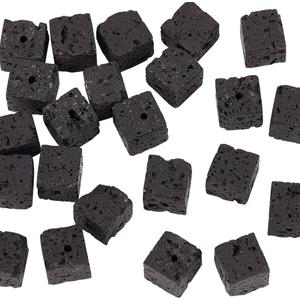 OLYCRAFT About 45~48Pcs 8x8mm Natural Black Lava Beads Cube Lava Beads Square Rock Bead Black Chakra Bead Round Loose Gemstone Energy Stone for Bracelet Jewelry Making DIY Crafts