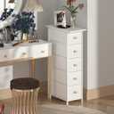GiftGo Narrow Dresser Cabinet Vertical Slim Dresser Chest of Drawers Skinny Storage Tower for Small Spaces Gaps Closet Bedroom Bathroom Small Fabric Drawer Unit (White, 5 Drawers) 19.7"D x 9.8"W x 35.2"H (5 Drawers)