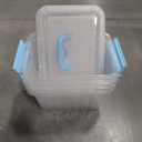 Hespama 6 Quart Storage Bin, Plastic Latching Box/Container with Lid, 4 Packs