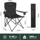SUNNYFEEL Portable Camping Chair 300LBS for Adults with Carry Bag, Black, 37.40" W x 22.64" D x 38.19" H