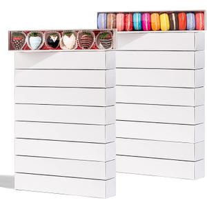 20Pack 12x2.25x2 Inches Chocolate Covered Strawberries Boxes for 6, Macaron boxes for 12, Long Box for Cocoa Bombs,Cookies,Truffle,Cake Ball (White)