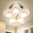 FRIXCHUR Crystal Ceiling Light Small Flower Chandelier Flush Mount Light Fixture for Kitchen Hallway Dining Room Bedroom Girls Room (Warm White)