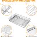 Upgraded Air Fryer Tray Replacement Parts for Samsung GE Oven Parts 304 Stainless Steel Air Fryer Basket NX-AA5000RS Air Fryer Rack 20.4 x 13.4 IN Air Fryer Tray Pan Samsung 30" Range Oven Rack, 20.4L x 13.4W air fryer basket