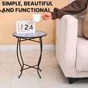 Metal Round Side Table, Weather Resistant Patio Accent Table for Indoor Outdoor Use, Plant Stand for Flower Pots Vase Home Decor, Easy Assemble