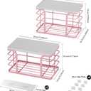 2 Pack Trash Bag Holder with Bamboo Top,Stackable Storage Bathroom Organizer Kitchen Laundry Pantry Organizers for Countertop Organization,Pink