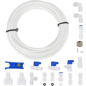Refrigerator Water Line Kit, CGELE Ice Maker Water Line Kit with 1/4" OD 39.4ft Water Line Reverse Osmosis Quick Connect Fittings Push To Connect Water Tube Fittings for Fridge Ice Maker