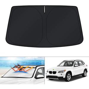 KUST Windshield Sun Shade for BMW X1 E84 Accessories 2011 2012 2013 2014 2015 Custom Fit Sunshade Foldable Sun Visor Protector Blocks UV Rays Keep Your Car Cooler