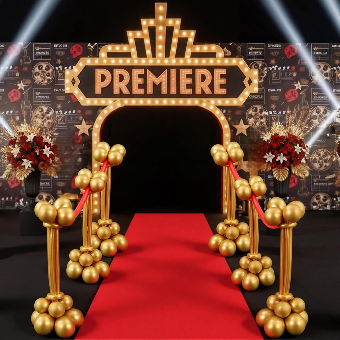Gejoy 123 Pcs Movie Night Party Decorations with Red Carpet Movie Themed Birthday Decorations for Theater Bday Casino 1920's Porch Photo Prop Graduation Anniversary Wedding Decor