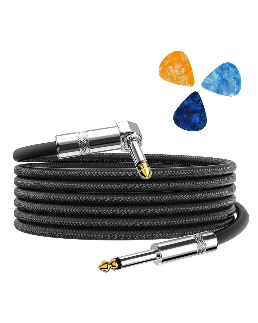 Aqdocvf Guitar Cable, Guitar Cord 10ft, AMP Cord for Bass & Electric Guitars/Keyboard/Mandolin, Pro Audio Instrument Cable (Right Angle to Straight, Black)