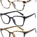 EYEURL Cat Eye Reading Glasses for women - 5 Pack Blue Light Blocking Reading Glasses Ladies +2.50 Fashion Square Frames Magnification with Spring Hinge