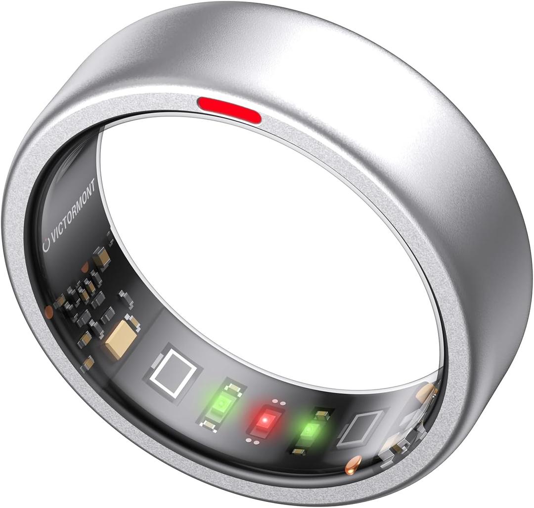 Smart Ring Pro, No App Subscription, Sleep & Activity Tracker with Heart Rate Monitoring, 7 Days Battery Life, IP68 Waterproof Fitness Ring, Compatible with iOS & Android(Matte Silver,10)