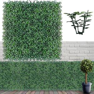 Artificial Boxwood Hedge Wall Panels: 20 X 20 in 14P UV-Anti More Dense Greenery Grass Wall Backdrop Panels for Indoor Outdoor Green Home Decor & Ivy Fence Covering Privacy