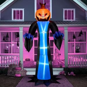 Joiedomi 12 FT Tall Halloween Inflatables Outdoor Decor, Inflatable Halloween Decor Outdoor Scary Decorations, Blow Up Pumpkin for Outside with LEDs for Yard Decorations
