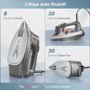 IRONDAY Steam Iron for Clothes with LCD Screen, 1700W Iron Non-Stick Ceramic Soleplate, Auto Shutoff, Self-Cleaning, Anti-Drip, Steam Burst, Spray Mist 10.14oz Water Tank Ironing Clothes for Home,Grey