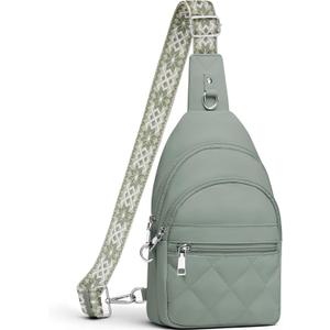 SYTRAH Sling Bag for Women, Anti-Theft RFID Crossbody Bag Nylon Sling Purse for Travel, Puffy Small backpack for Daily Hiking Sports Green