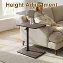 Sofa Armrest Tray Table for Couch - 360 Swivel Height Adjustable C Shaped End Table for Small Spaces, Snack Side Table for Bed or Chair with Phone & Tablet Slot (Gray, Enlarged)
