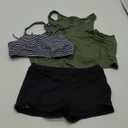 Aqua Eve 3 Piece Tankini Swimsuit for Women Tank Bathing Suit with Shorts Open Back Athletic Swimwear M