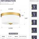 Emak 11 Inch Brushed Gold Flush Mount Ceiling Light Fixture, 2-Light Fixtures Ceiling Mount with Milk Glass Shades for Hallway, Kitchen, Bathroom, Dining Room, FM082-GD-ML