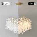 24-Inch Capiz Shell Chandelier, 8-Light Gold Coastal Chandelier, Modern Crystal Tree Branch Chandeliers, Boho Light Fixture for Bedroom, Living Room, Foyer, Entryway, Stairwell