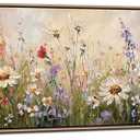 Wood Framed Wildflower Wall Art for Living Room, Colorful Flower Poppy Daisy Picture for Bedroom Above Bed Abstract Nature Floral Field Painting Canvas Prints Meadow Poster Artwork Decorations 14x48